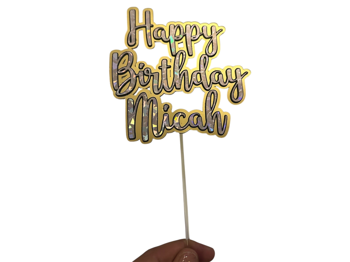 Personalized Happy Birthday Cake Topper | Custom Name Cardstock Cake Decor | Birthday Party Topper