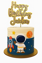Load image into Gallery viewer, Personalized Happy Birthday Cake Topper | Custom Name Cardstock Cake Decor | Birthday Party Topper