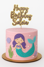 Load image into Gallery viewer, Personalized Happy Birthday Cake Topper | Custom Name Cardstock Cake Decor | Birthday Party Topper