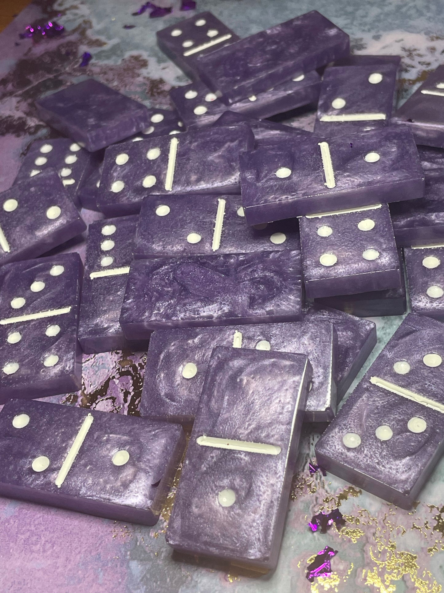 Purple and White Dominos