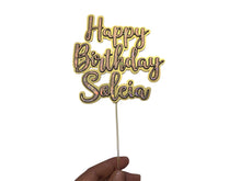 Load image into Gallery viewer, Personalized Happy Birthday Cake Topper | Custom Name Cardstock Cake Decor | Birthday Party Topper
