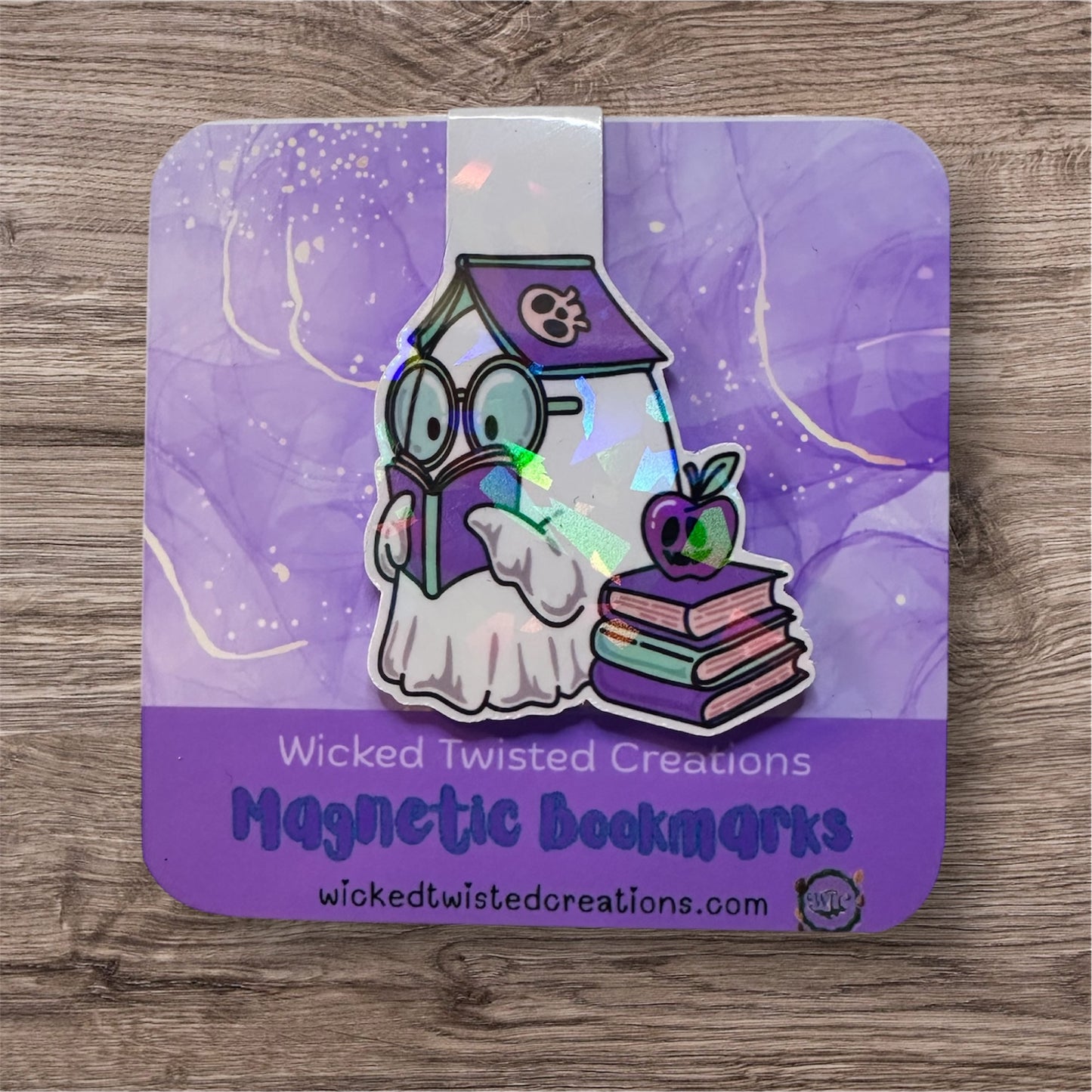 Holographic Purple Ghost Magnetic Bookmark – Cute Bookish Accessory for Readers, Teachers & Students | Wicked Twisted Creations