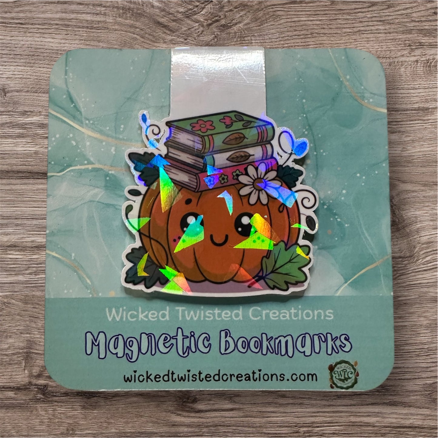 Holographic Pumpkin Magnetic Bookmark – Cute Bookish Accessory for Readers, Teachers & Students | Wicked Twisted Creations