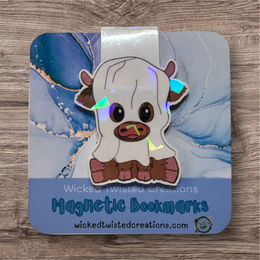 Holographic Ghost Heifer Magnetic Bookmark – Cute Bookish Accessory for Readers, Teachers & Students | Wicked Twisted Creations