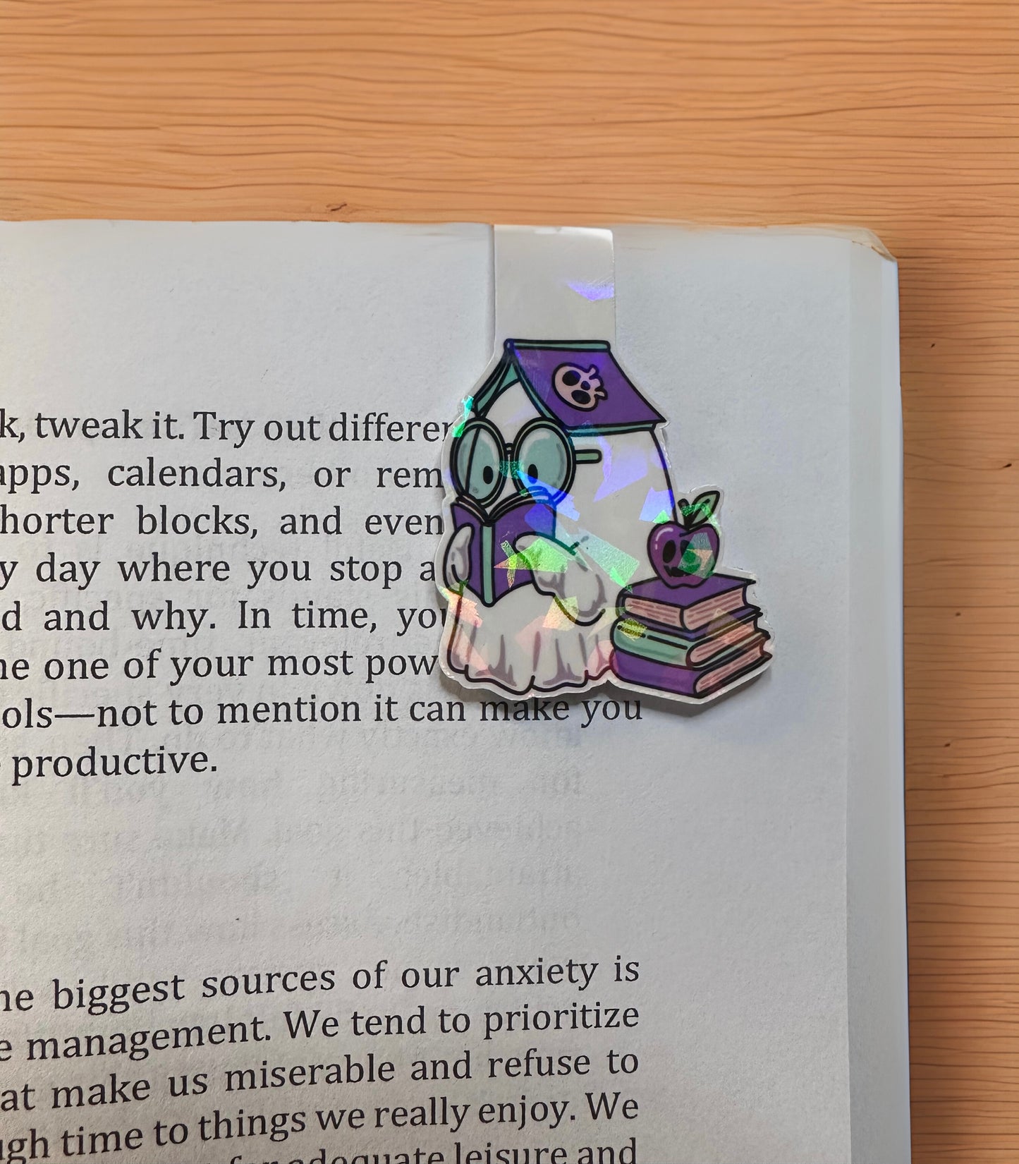 Holographic Purple Ghost Magnetic Bookmark – Cute Bookish Accessory for Readers, Teachers & Students | Wicked Twisted Creations