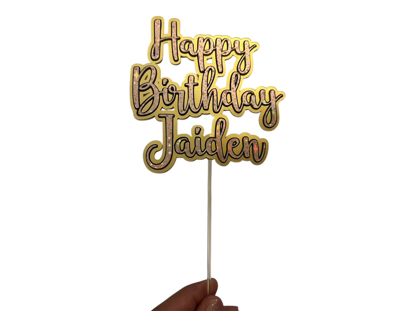 Personalized Happy Birthday Cake Topper | Custom Name Cardstock Cake Decor | Birthday Party Topper