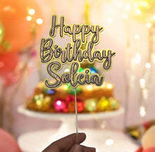 Load image into Gallery viewer, Personalized Happy Birthday Cake Topper | Custom Name Cardstock Cake Decor | Birthday Party Topper
