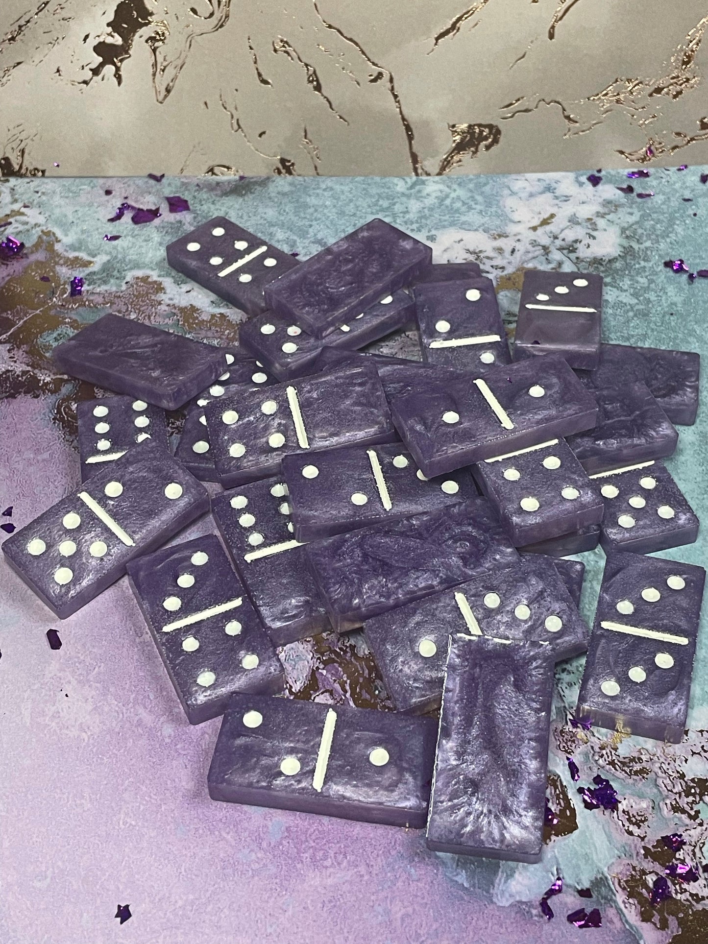 Purple and White Dominos