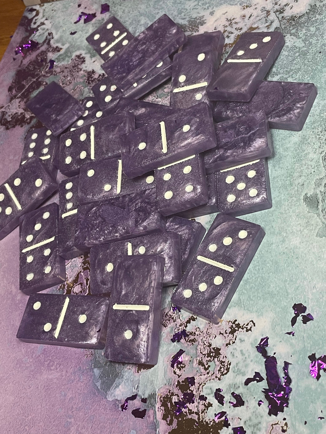 Purple and White Dominos