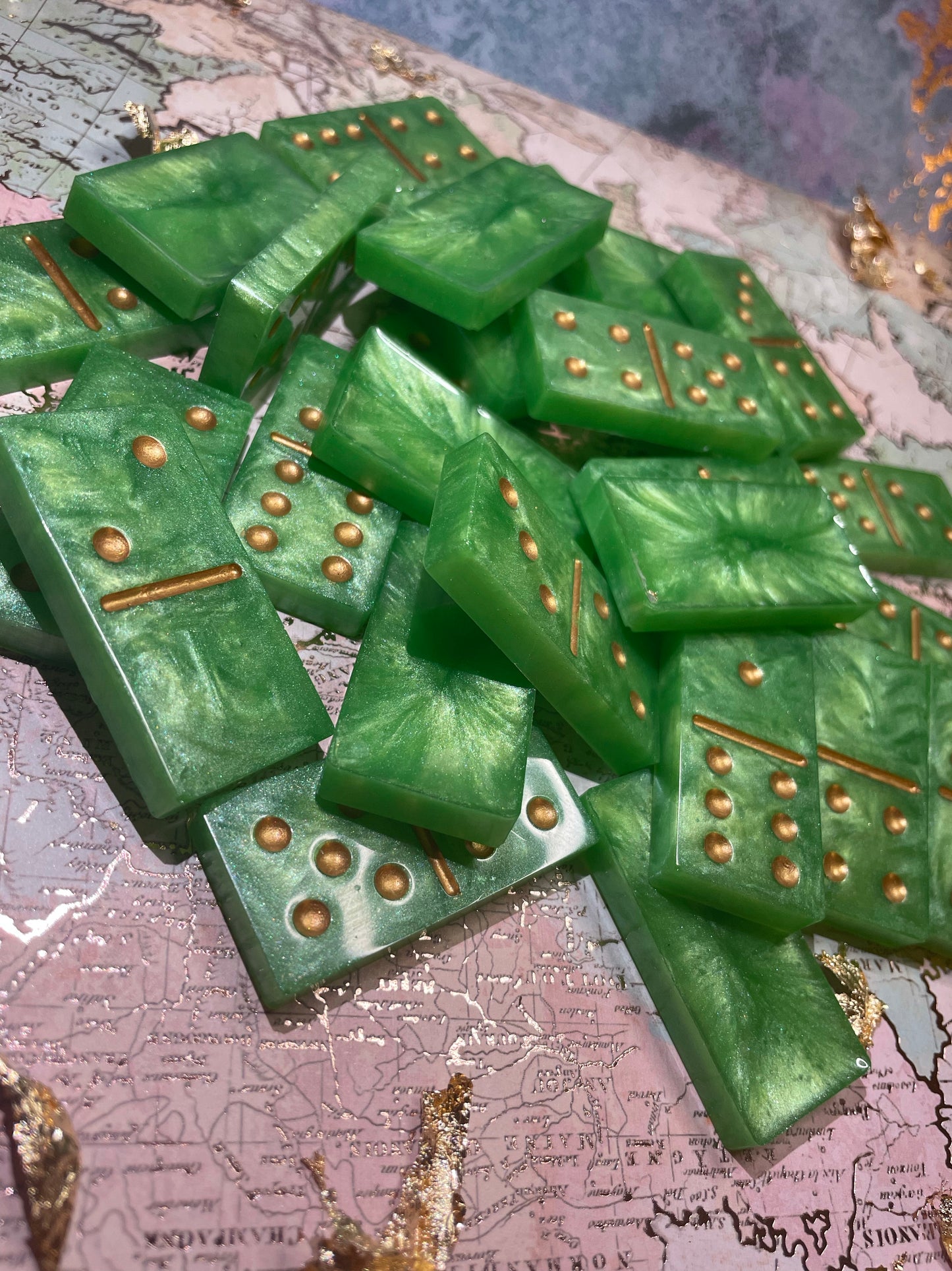 Emerald Green and Gold Dominos